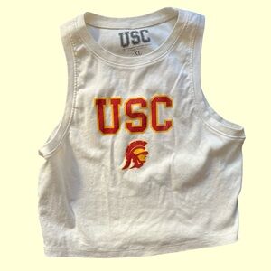 USC Women's White Tank Crop Top